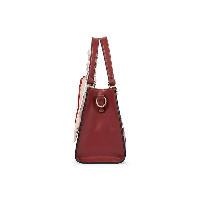 TUCANO Split Cow Leather With PU Leather Handbag Medium Size Women's Burgundy-3
