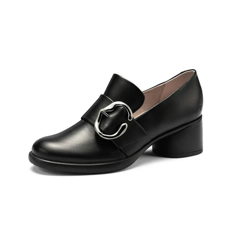 Ecco Chunky Heel Mary Jane Shoes 6.5cm Women's Black-2