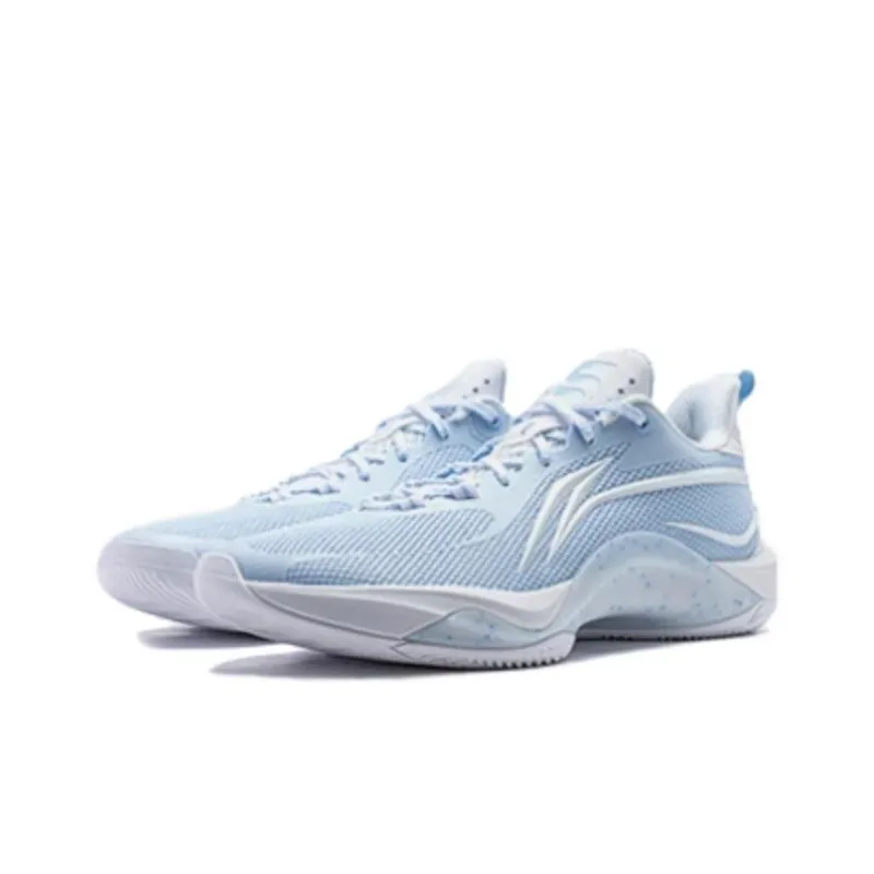 LiNing Shining Anti Slip Wear Resistant Low Top Basketball Shoes Men's White Blue-2