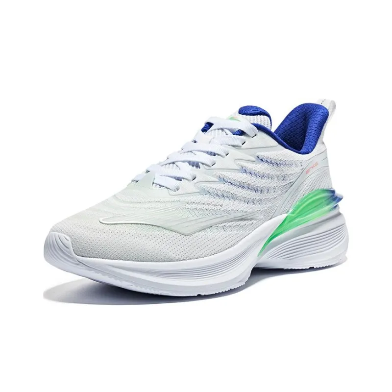 Erke Cushioning Anti-Slip Wear-Resistant Breathable Lightweight Rebound Low-Top Casual Running Shoes Men's White Blue-2