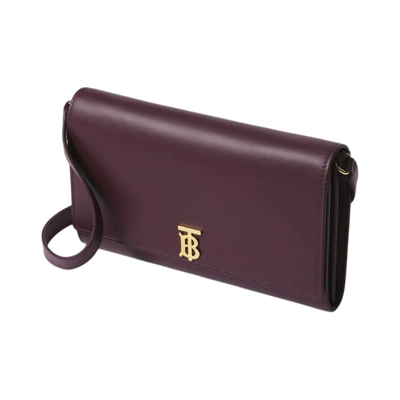 Burberry Calfskin Shoulder Bag Crossbody Bag Wallet Women's Dark Purple-1