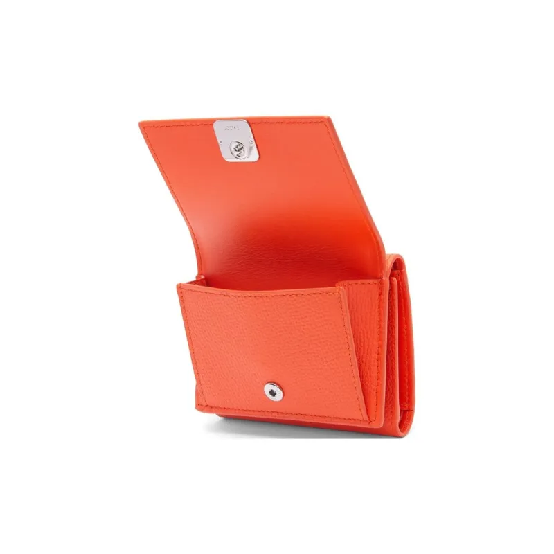 LOEWE Anagram Pebbled Calfskin Wallet Women's Vibrant Orange-2