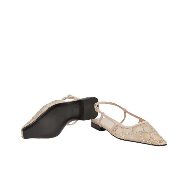 GUCCI Gg Slingback Ballet Flat Rose Beige Gg Crystals Women's-5