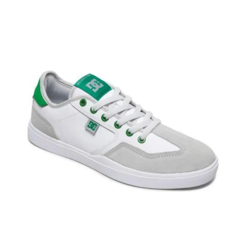 DC Shoes Anti Slip Wear Resistant Low Top Skateboard Shoes Men's White Gray Green-2
