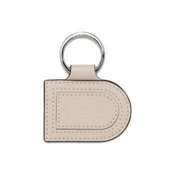 Delvau Pin Soft Grain Calfskin Keychain Bag Accessory Unisex Ecru