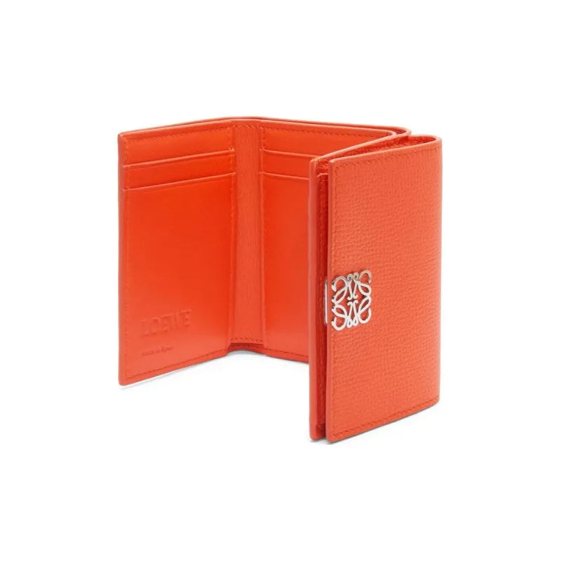 LOEWE Anagram Pebbled Calfskin Wallet Women's Vibrant Orange-3