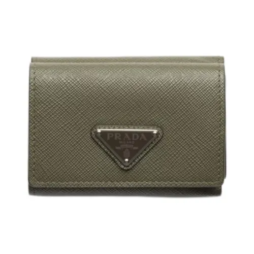 PRADA Saffiano Cow Leather Wallet Men's Olive Green