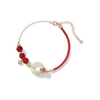 LUXLINE Bracelets Pale Greenish White Jade Women's