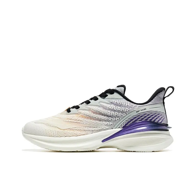 Erke Skyhorse Cushioned Wear Resistant Breathable Low Top Running Shoes Men's Gray Purple-0