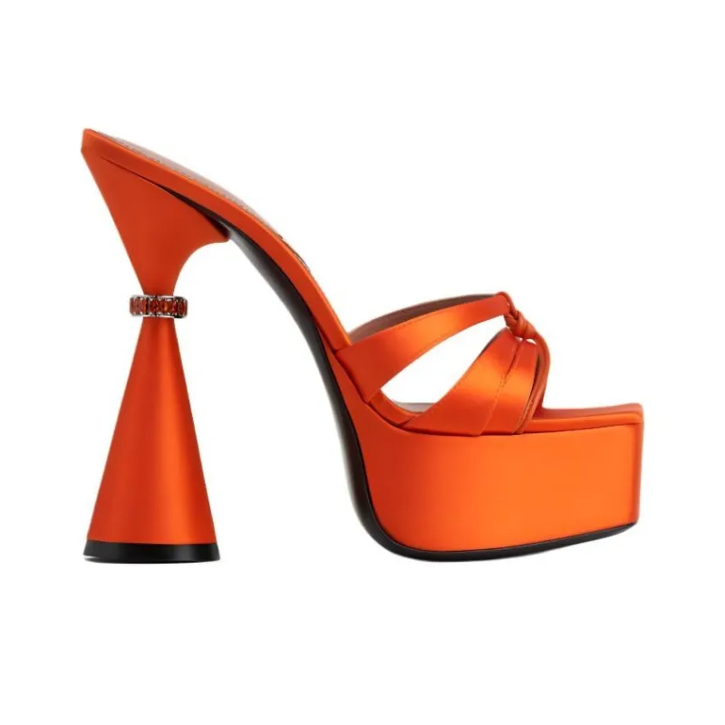 D'ACCORI Rubber Sole Slide Slippers 13cm Women's Orange-1