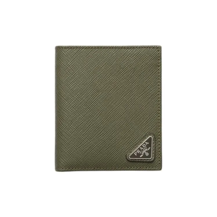 PRADA Saffiano Leather Wallet Men's Olive Green-0