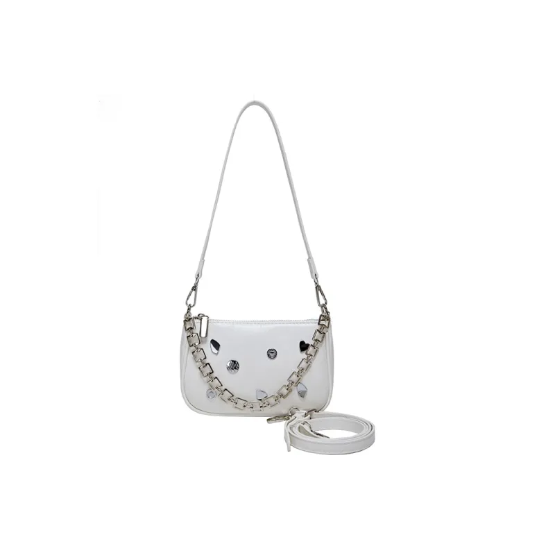 Jade En Plus Premium PU Handbag, Shoulder Bag, Crossbody Bag Regular Women's Black/White/Silver-8