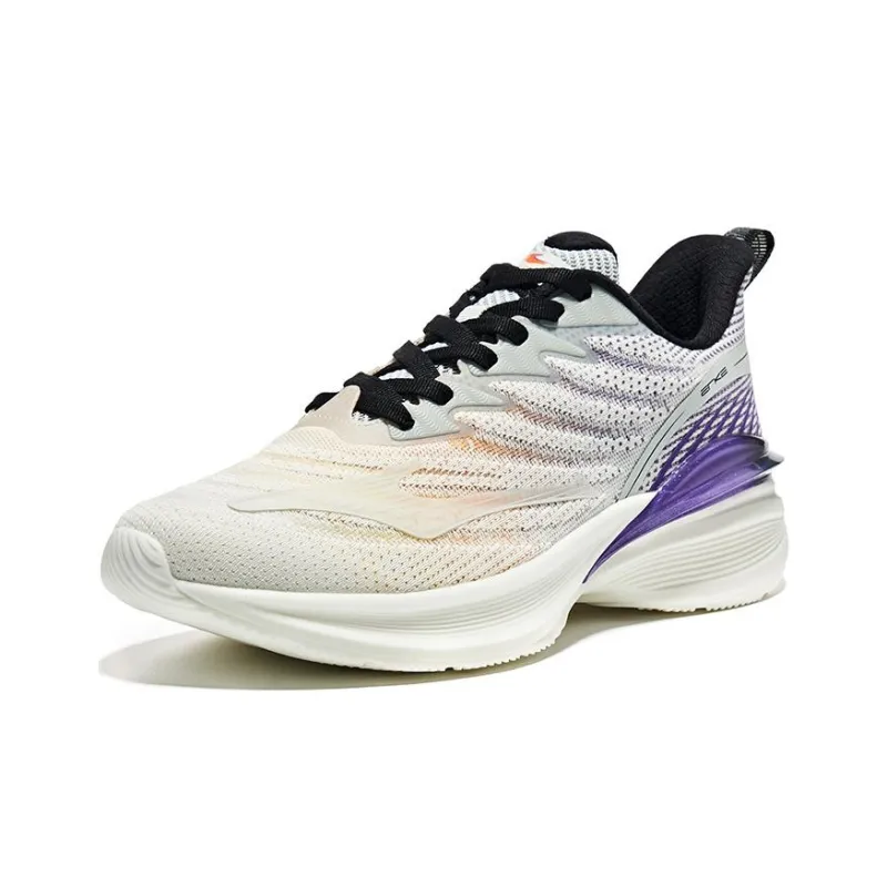 Erke Skyhorse Cushioned Wear Resistant Breathable Low Top Running Shoes Men's Gray Purple-2