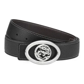 FAIRWHALE Top Grain Cow Leather Double Sided Belt With Year Of The Dragon Plate Buckle Belt Men's Width 3.5CM