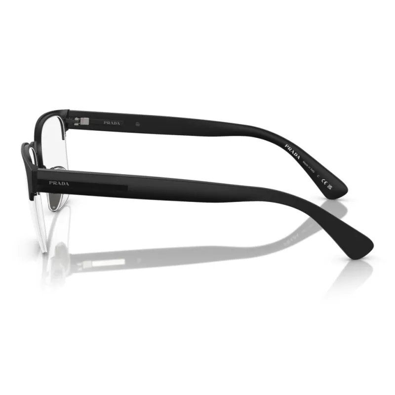 PRADA Metal Acetate Rectangular Eyeglass Frames Men's Black-2