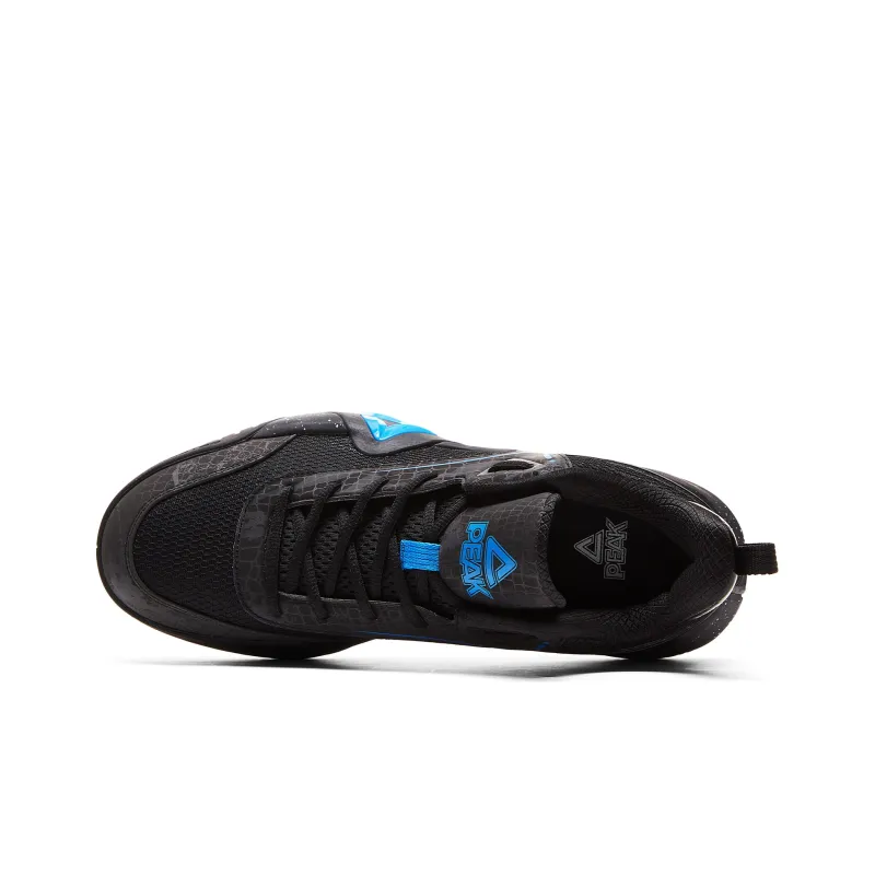 PEAK Basketball Shoes Men Low Top Black Youth Blue-3