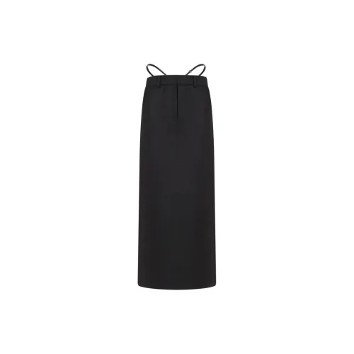 Three Quarters Casual Long Skirts Women's Black