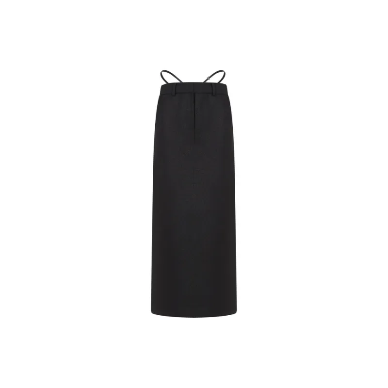 Three Quarters Casual Long Skirts Women's Black-0