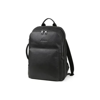 L'ALPINA Top Grain Cow Leather Laptop Bag Portable Backpack Tubas Men's Black