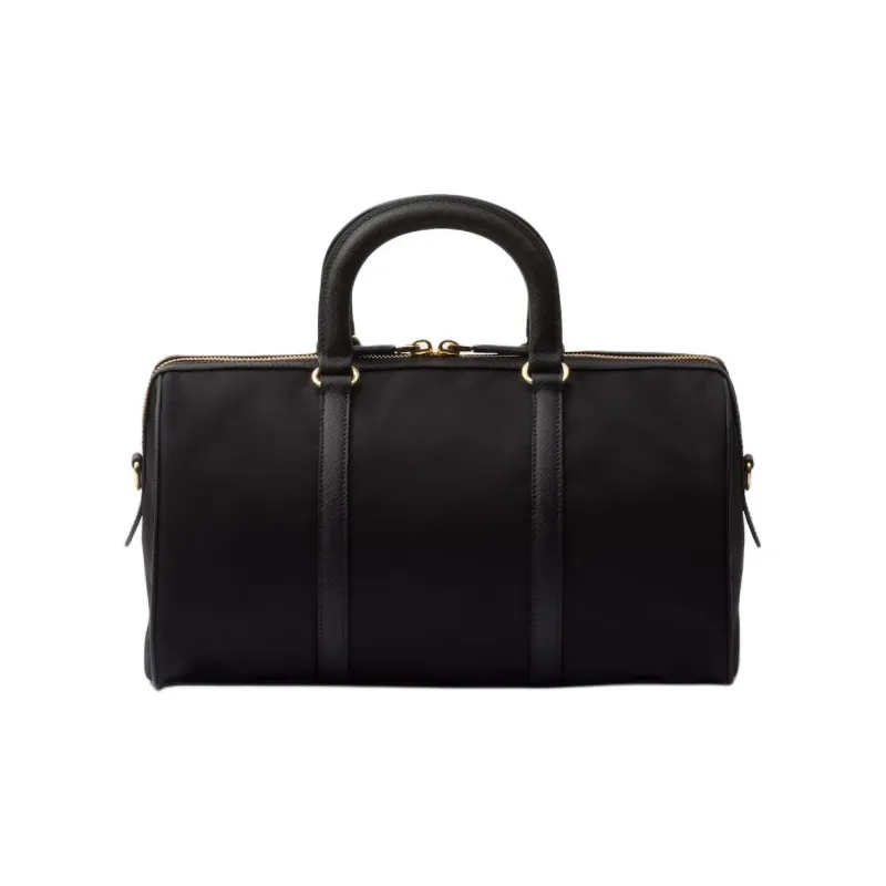 PRADA Recycled Nylon With Leather Shoulder Bag, Crossbody Bag, Handbag Medium Size Women's Black-2