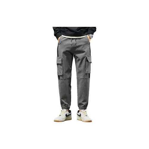 Tonlion Cargo Pants Men Light Gray