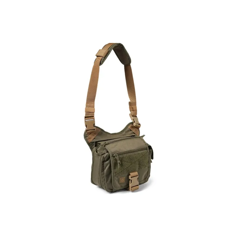 5.11 5L One Shoulder Crossbody Outdoor Bag Nylon Black/Outlaw Green Men's-6