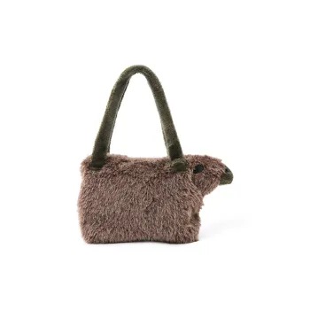 Bywhich Plush Tote Shoulder Bag Handbag Large Size Women's Brown