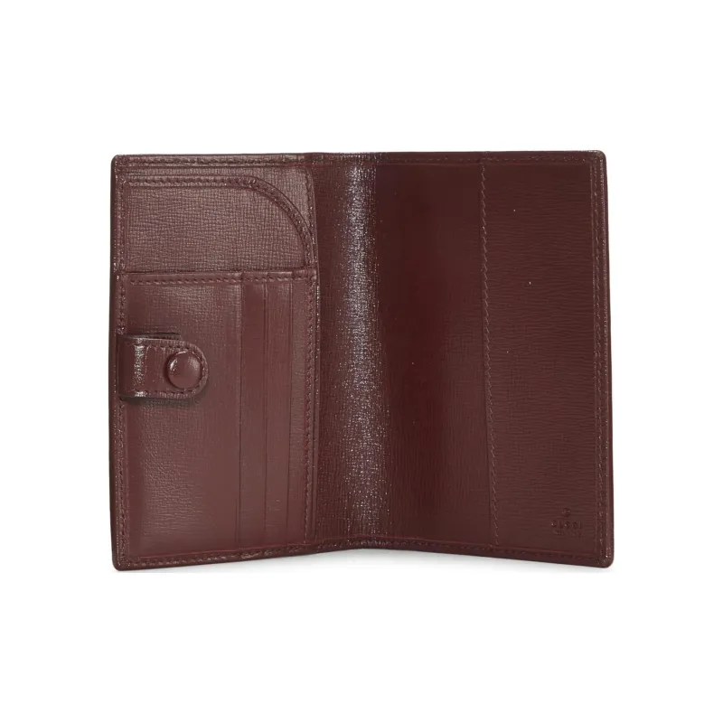 GUCCI GG Retro Series Canvas With Leather Canvas Bag, Card Holder, Wallet, Passport Holder Men's Wine Red & Brown-3