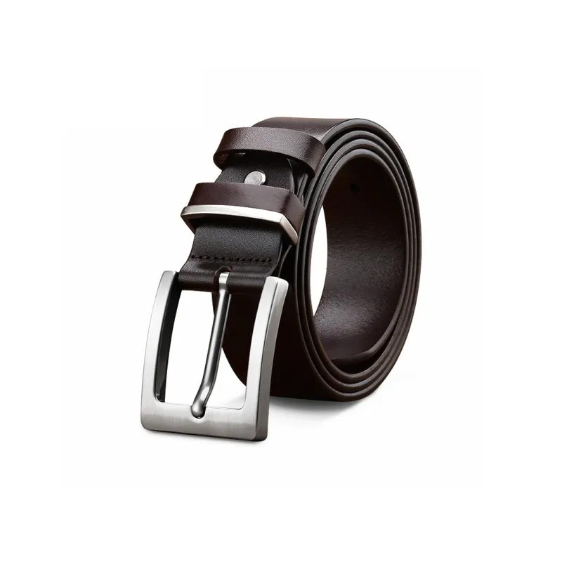 BISON DENIM New Arrival Belt Top Grain Cow Leather Pin Buckle Belt Men's Black/Coffee Width 3.8cm-2