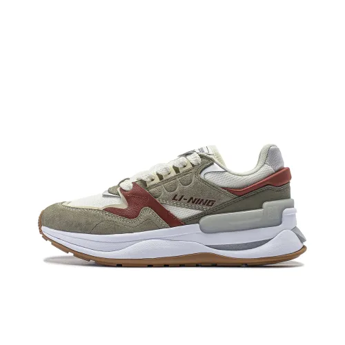 LINING 001 Innocence V2 Casual Shoes Women's Low-Top Shadow Gray Green/Ivory/Red Oak Brown