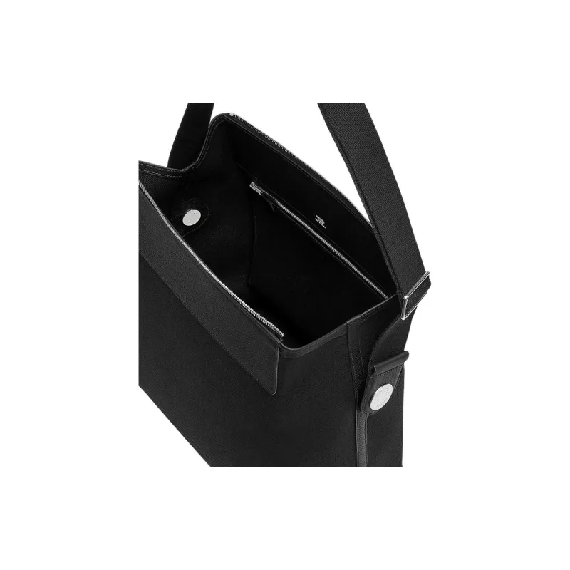 HERMES Militaire Canvas With Regate Taurillon Leather Shoulder Bag Crossbody Bag Men's Black-3