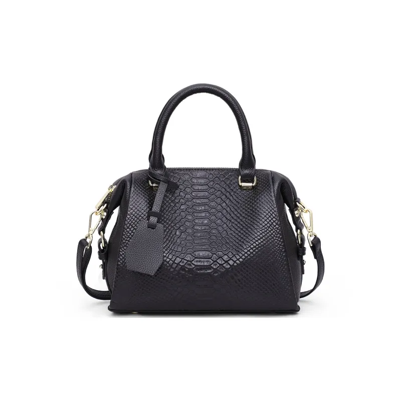 C°BANNER Cow Leather With Synthetic Leather Crossbody Handbag Tubas Women's Black-4