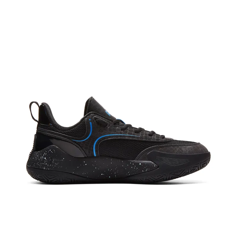 PEAK Basketball Shoes Men Low Top Black Youth Blue-1