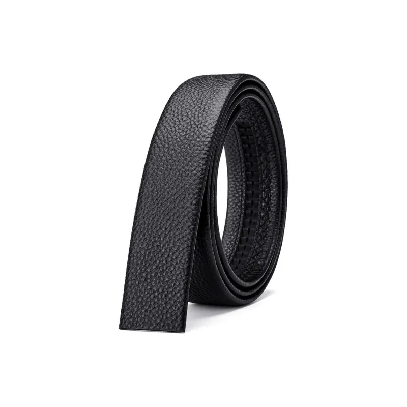 BISON DENIM Casual Business Top Grain Cow Leather Automatic Buckle Belt Body Men's Black Width  3.5cm-1