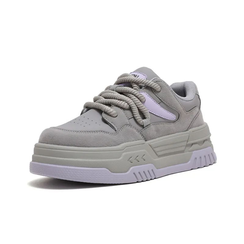 HUANQIU Wear-resistant And Lightweight Low-Top Skateboard Shoes Women's Gray Purple-1