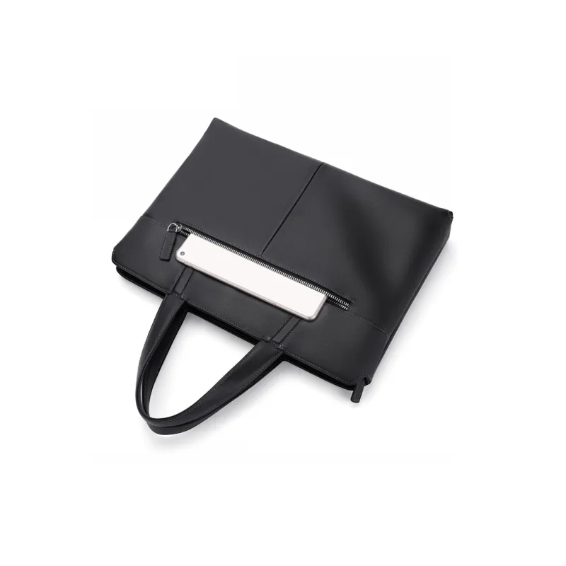 BISON DENIM Top Grain Cow Leather Business Casual Genuine Leather Briefcase Regular Men's Black-2