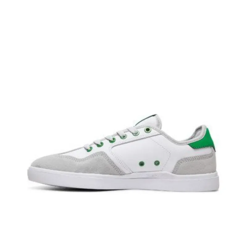 DC Shoes Anti Slip Wear Resistant Low Top Skateboard Shoes Men's White Gray Green-0