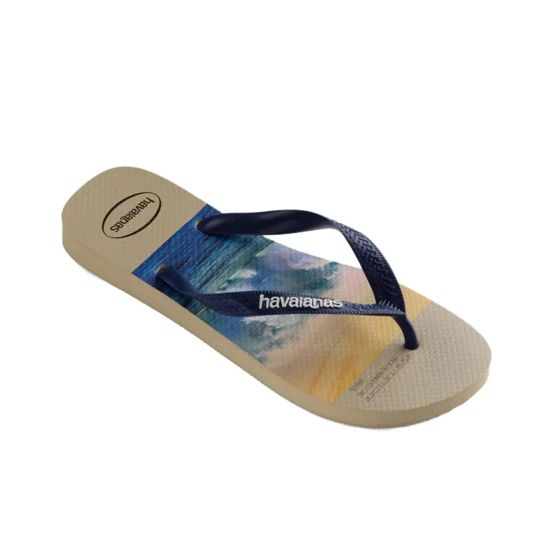 Havaianas Slip Resistant Abrasion Resistant Flip Flops Men's Blue Beige-1