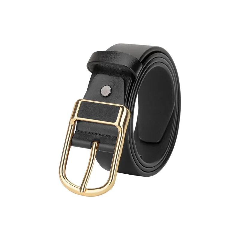 BISON DENIM Minimalist Style Design Casual Business Pin Buckle Cow Split Leather Leather Belts Men's Black/Dark Brown-17