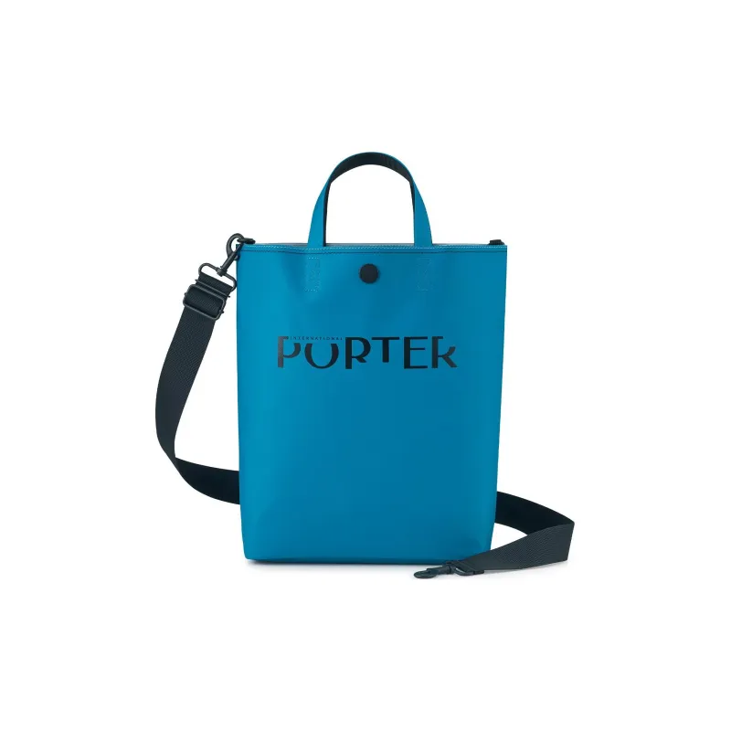 PORTER PVC Waterproof Fabric Tote Bag Shopping Bag Shoulder Bag Crossbody Bag Handbag Unisex Greece Blue-0