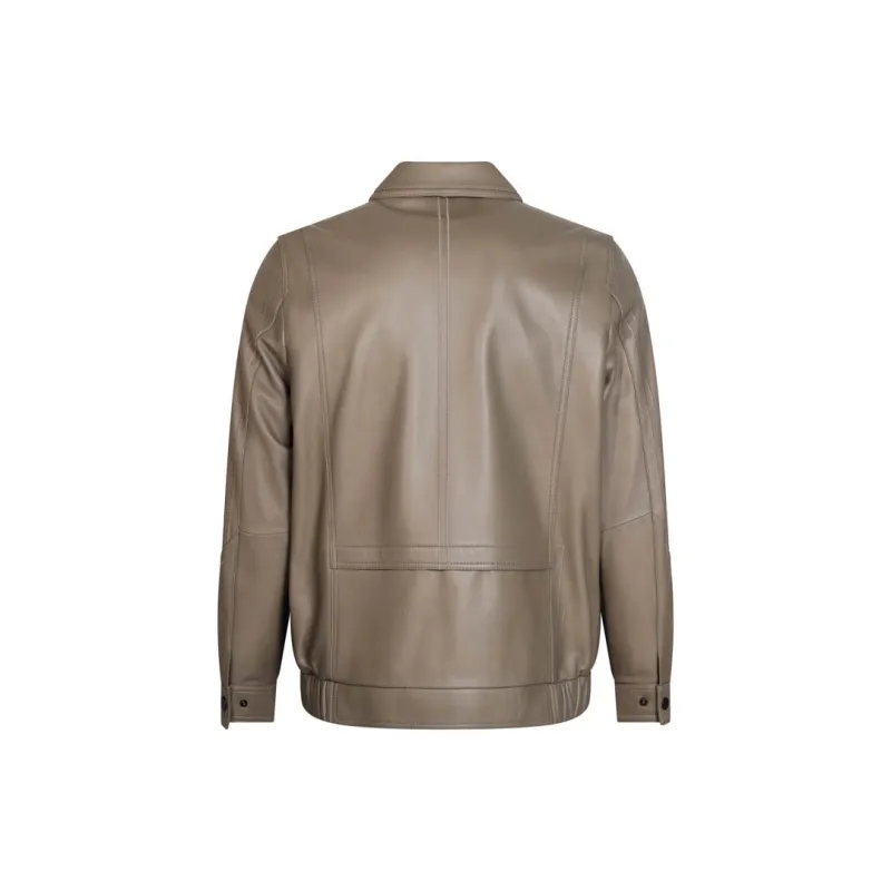 ANDREW MACKENZIE Leather Jacket Men's Gray-1