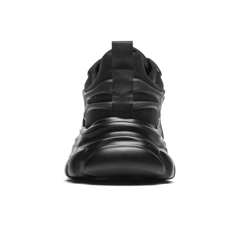 15 MINS Height Increasing Breathable Comfortable Wear Resistant Fashion Trend Chunky Sneakers Men's Black-4