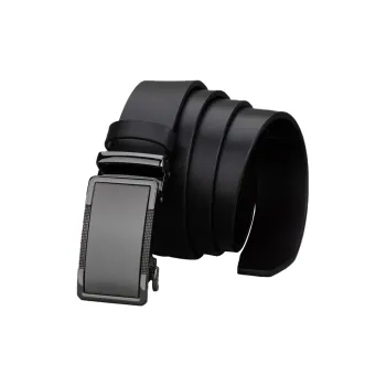 BISON DENIM Business Casual New Arrival Top Grain Cow Leather Automatic Buckle Belt Men's Black/Coffee Width 3.5cm
