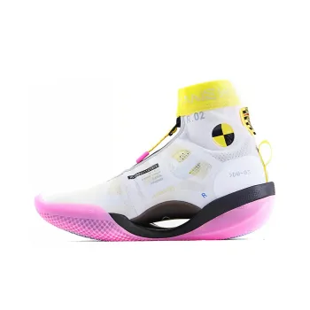 LiNing WOW 9 Way Of Wade 9 Infinity Test R2 Durable Breathable High Top Basketball Shoes Women's White Pink Yellow
