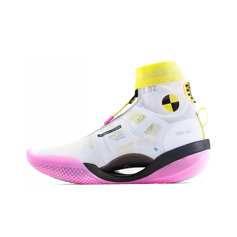 LiNing WOW 9 Way Of Wade 9 Infinity Test R2 Durable Breathable High Top Basketball Shoes Women's White Pink Yellow-0
