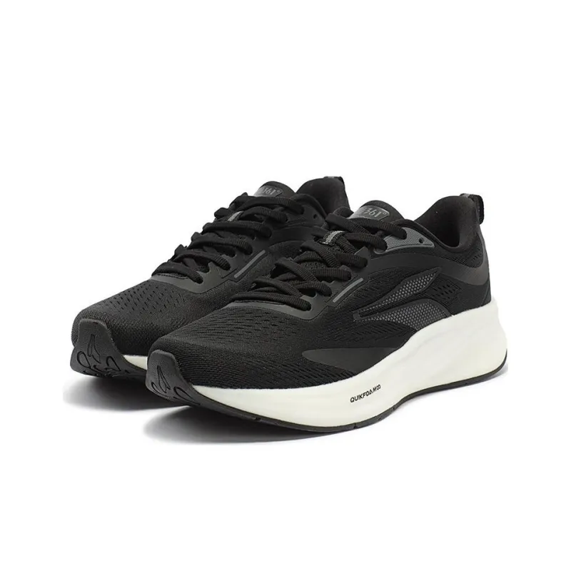 361° Flying Wing Cushioning Wear Resistant Low Top Running Shoes Men's Black White-2