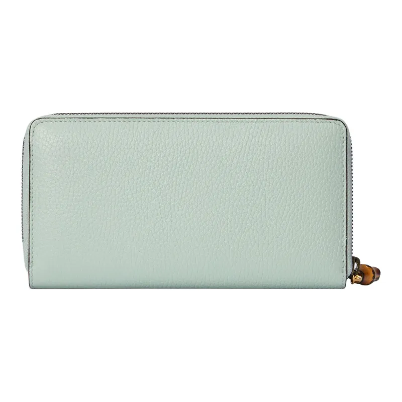 GUCCI Double G Leather Wallet Women's Light Green-2