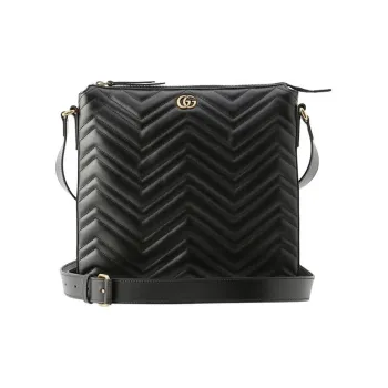 GUCCI GG Marmont Leather Messenger Bag Shoulder Bag Crossbody Bag Men's Black
