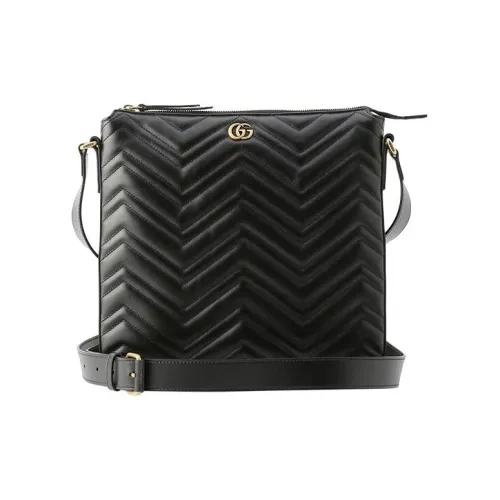 GUCCI GG Marmont Leather Messenger Bag Shoulder Bag Crossbody Bag Men's Black