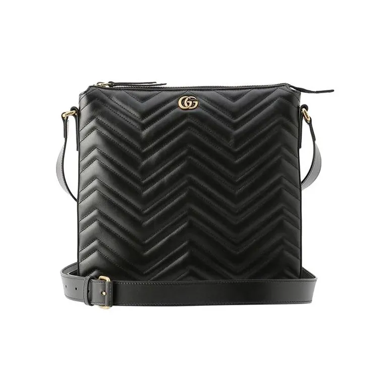GUCCI GG Marmont Leather Messenger Bag Shoulder Bag Crossbody Bag Men's Black-0